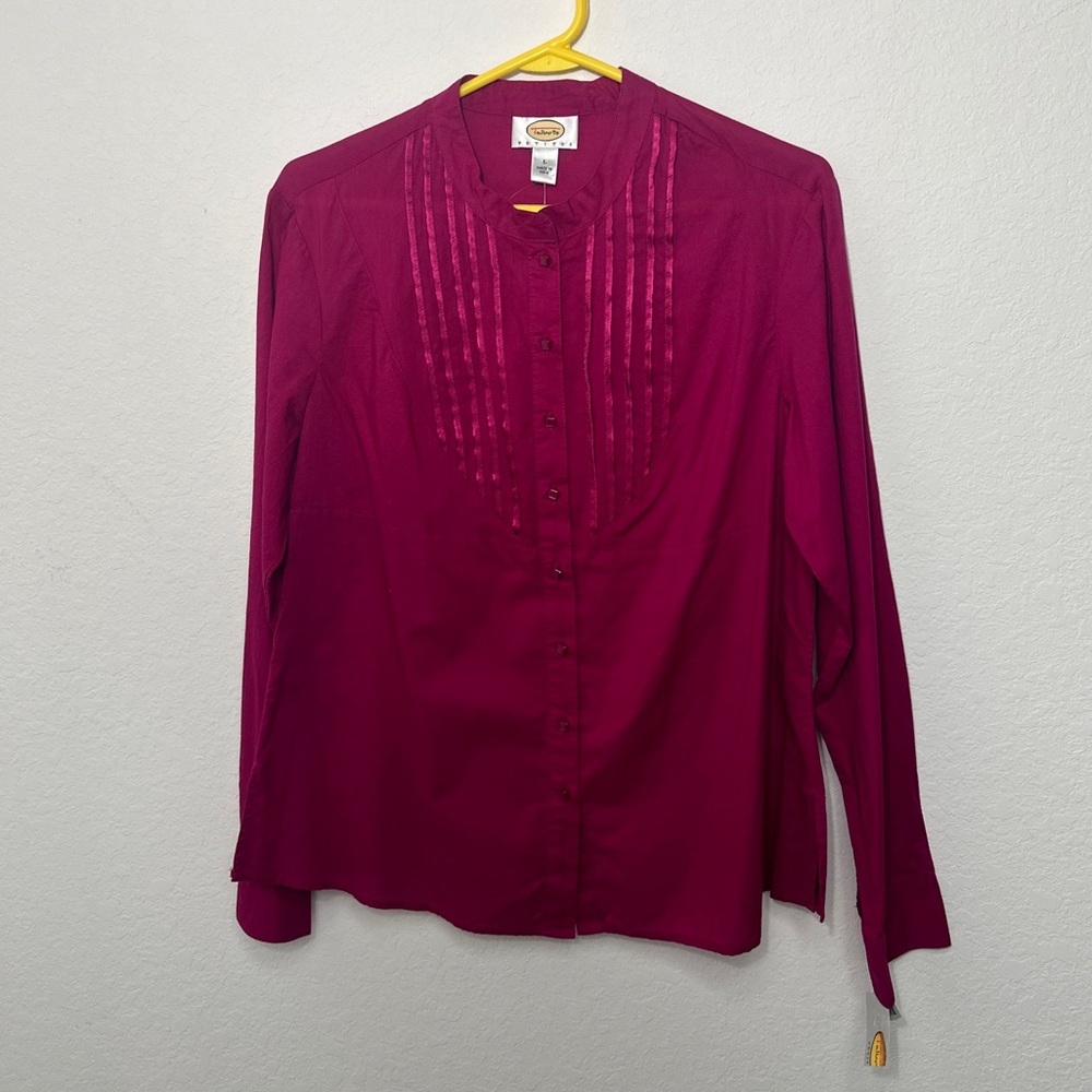 Talbots Petites Long Sleeve Square Button Down Top Size PL NWT